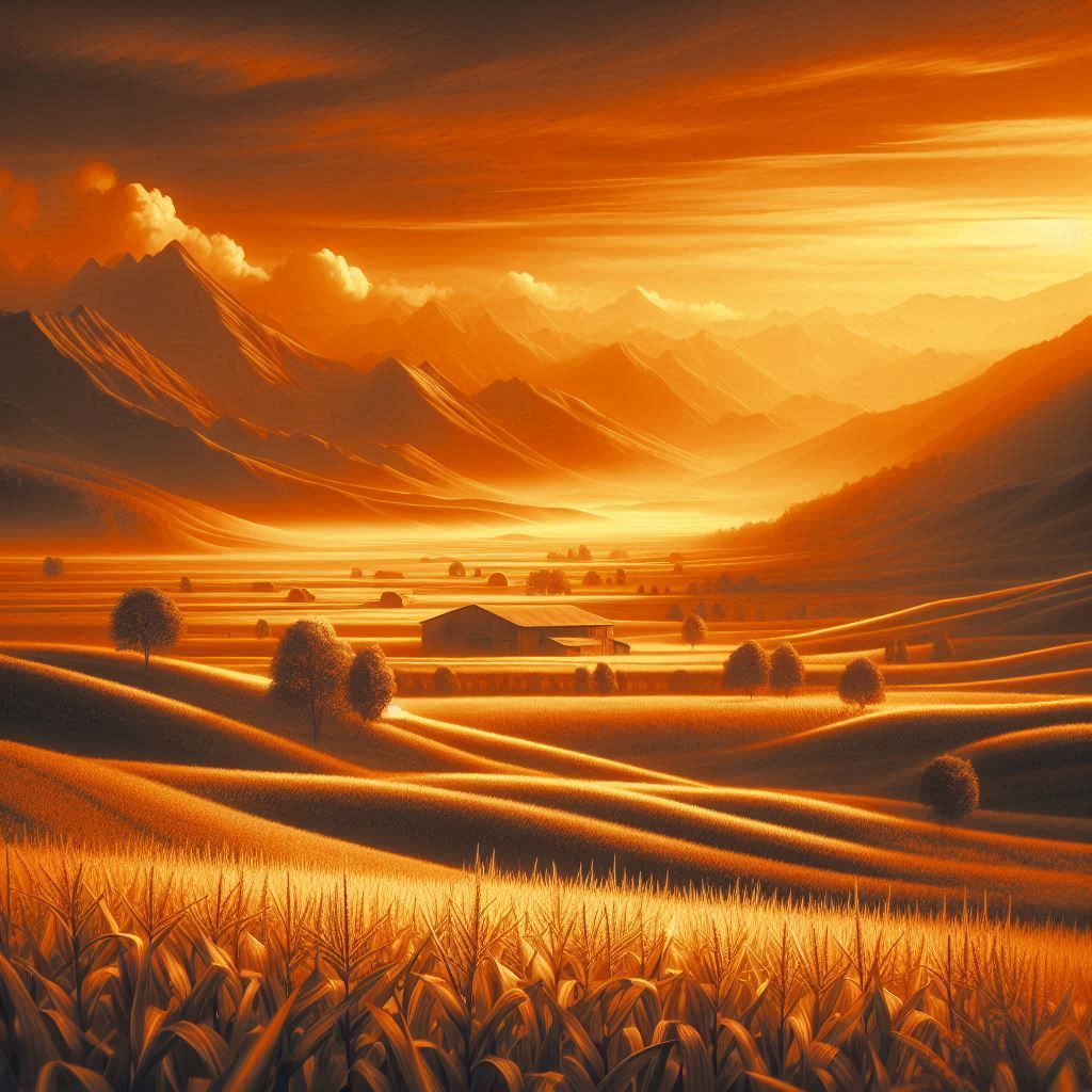 Monochromatic orange landscape