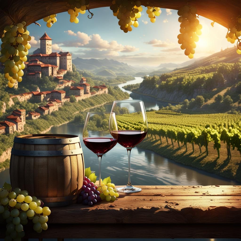Majestic River of Wine in Breathtaking Fantasy Art
