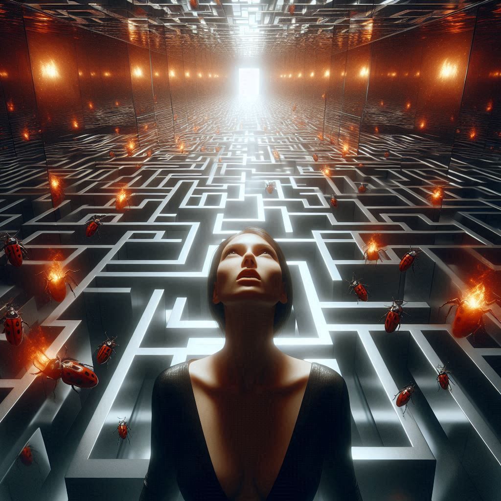 Labyrinth with fireflies