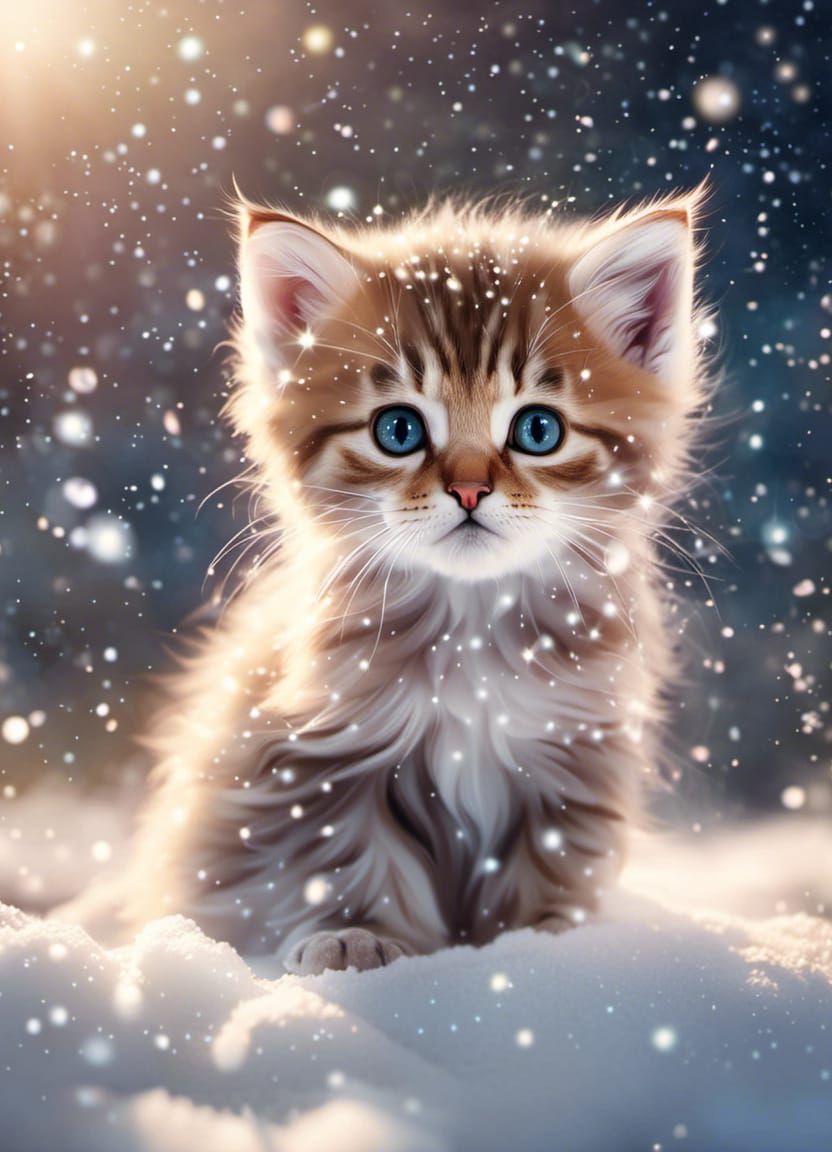 Kitten in the snow AI Generated Artwork NightCafe Creator