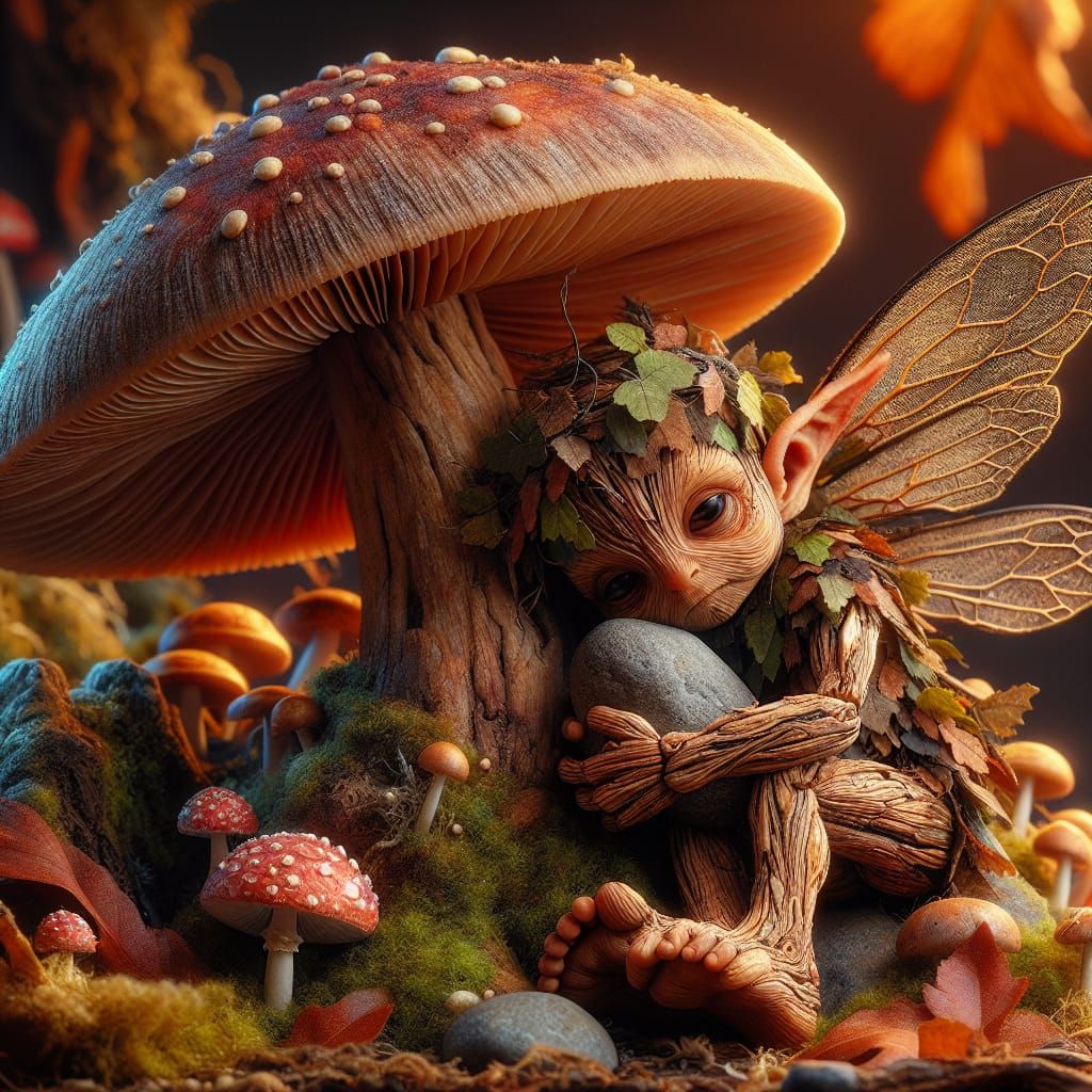 Scared and waiting for someone to find him, holding his prized rock for comfort.  by @Lady Anne