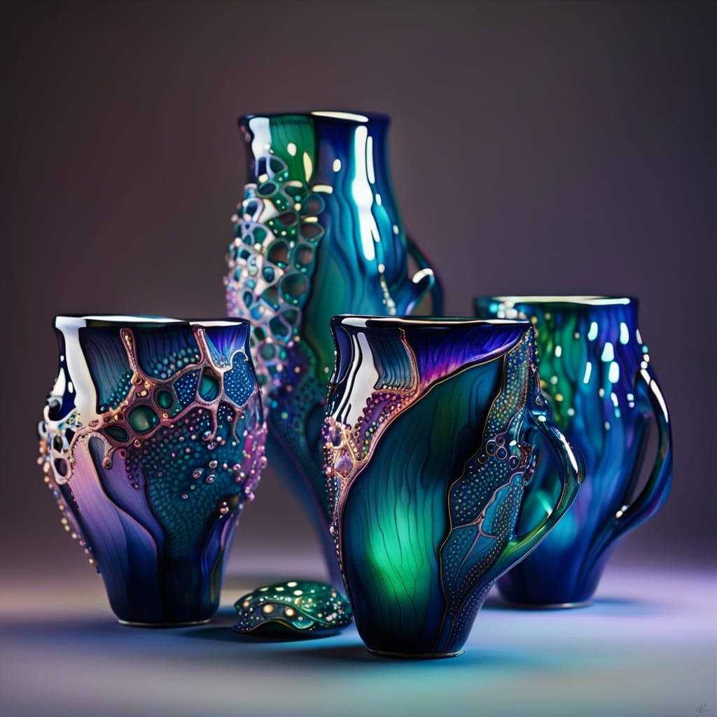  iridescent Porcelain vase accompanied ...  by @Dana
