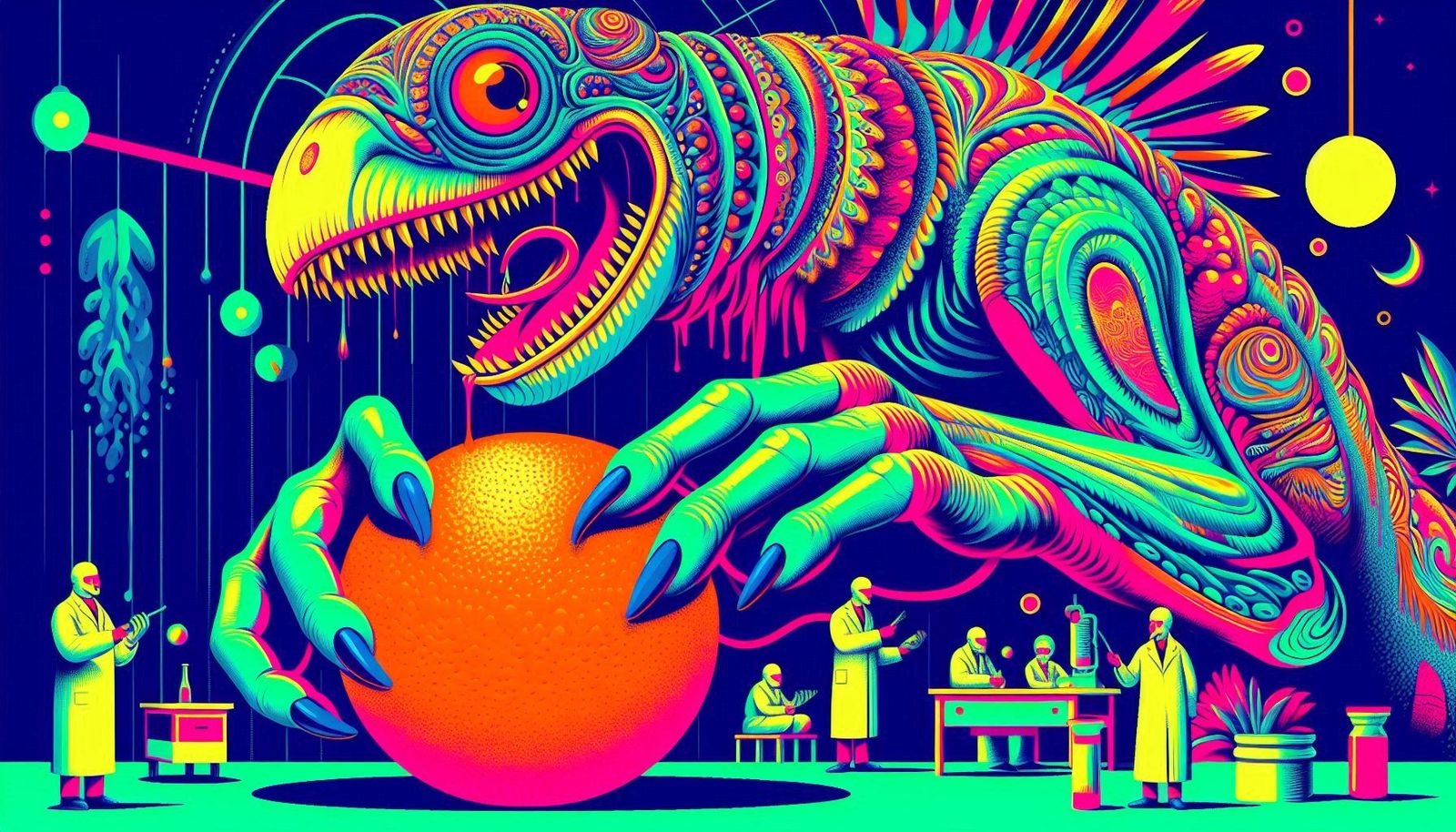 simurghosaurus eating a grapefruit