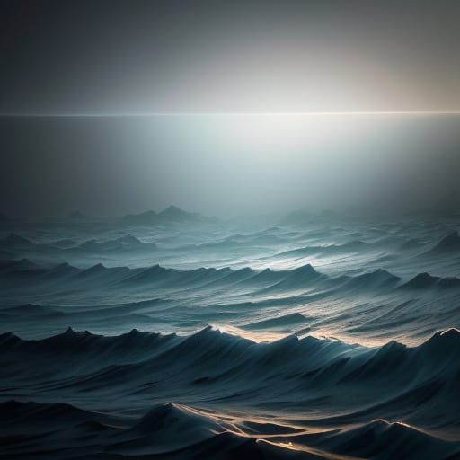 Ethereal Twilight Seascape Captured in Dreamlike Brush Strok...