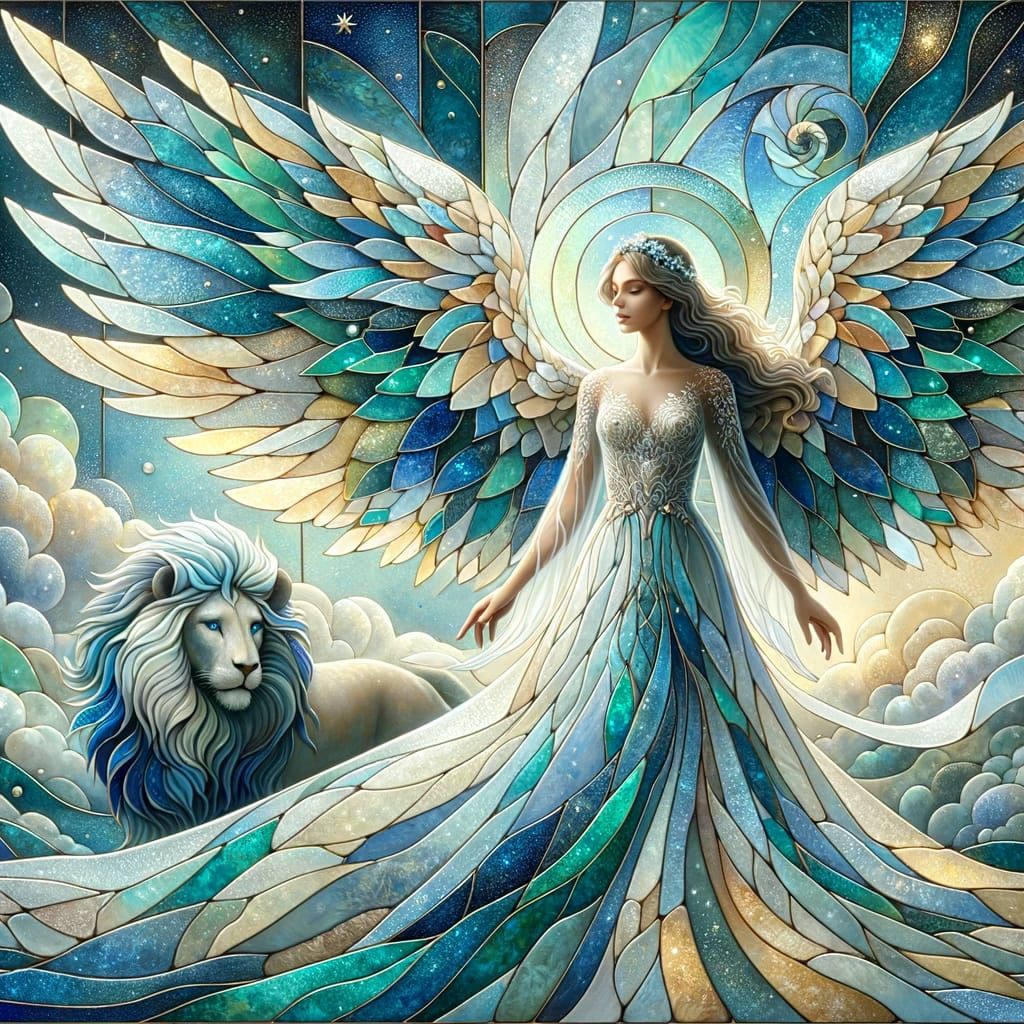 Archangel Ariel with a lion