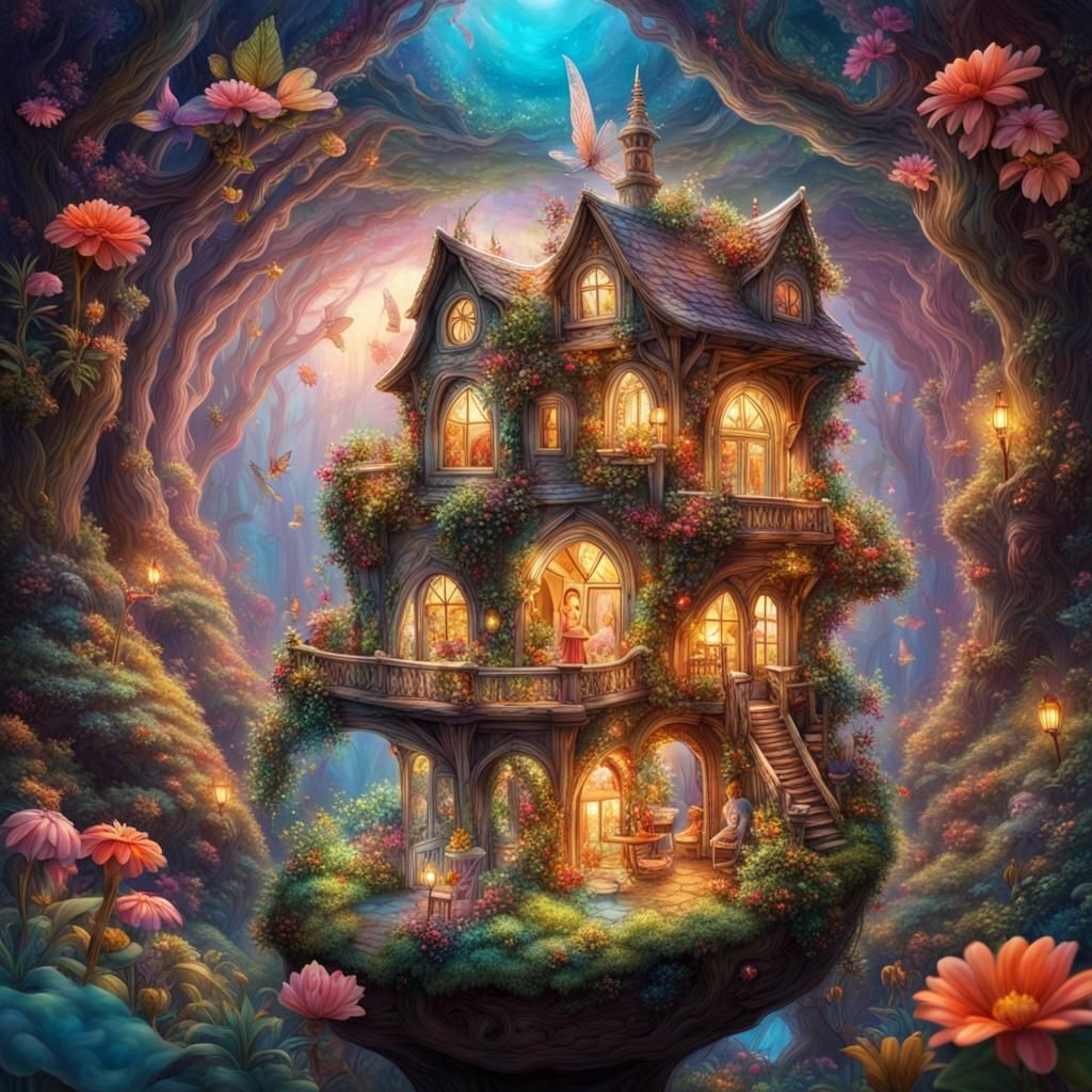 Fairy Cottage - AI Generated Artwork - NightCafe Creator