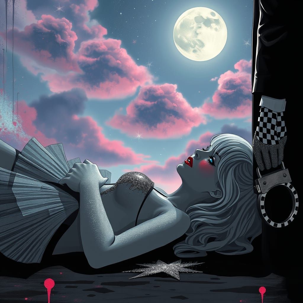 Ethereal Love Scene in Glitterpunk Aesthetic