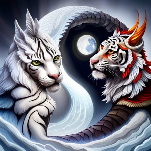 yin and yang Tiger