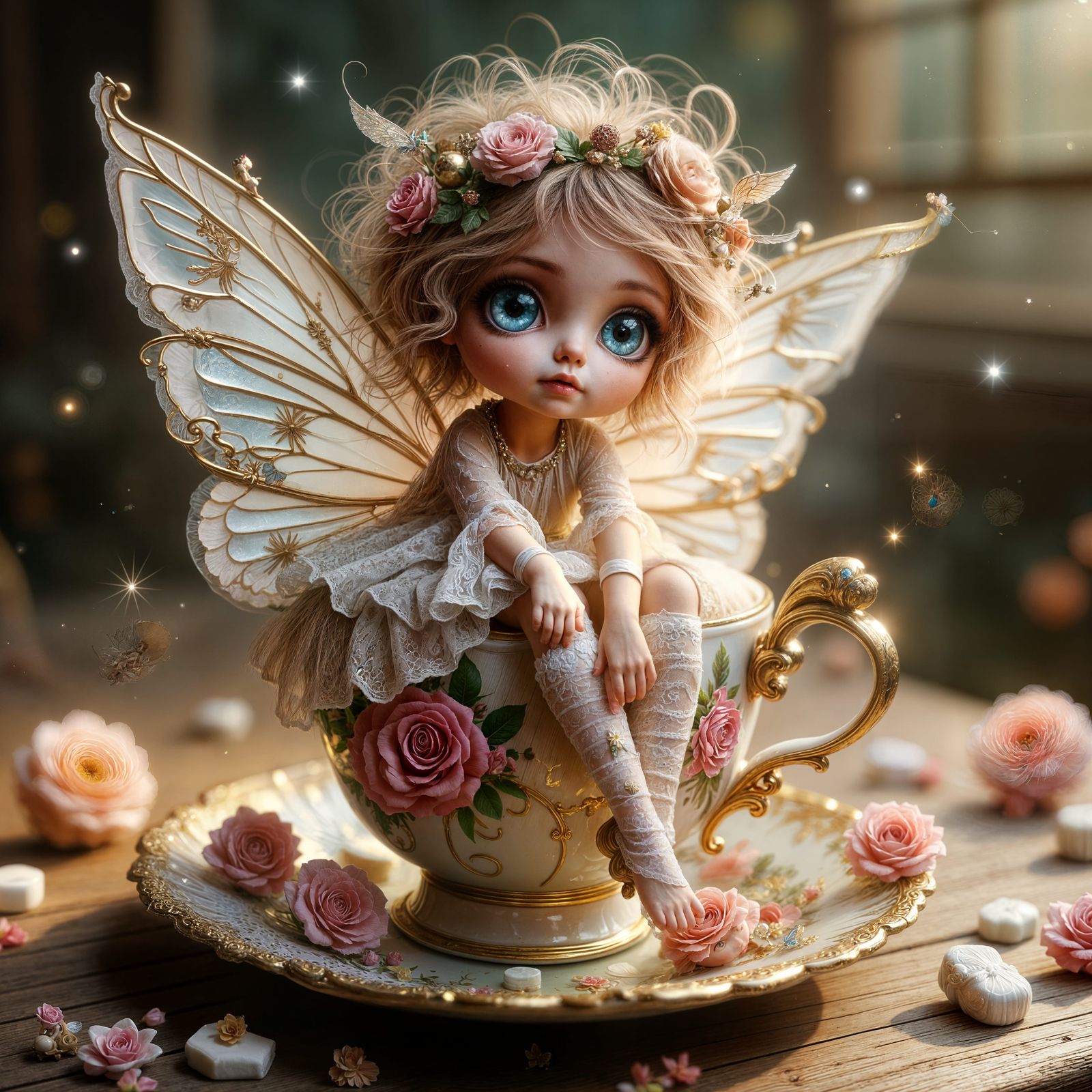 A miniature fairy in a cup  by @Teresa Ann Chesnut