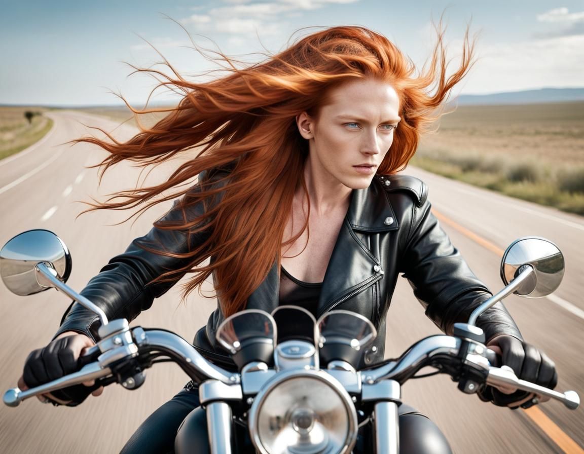 Female biker on a Harley Davidson - AI Generated Artwork - NightCafe ...