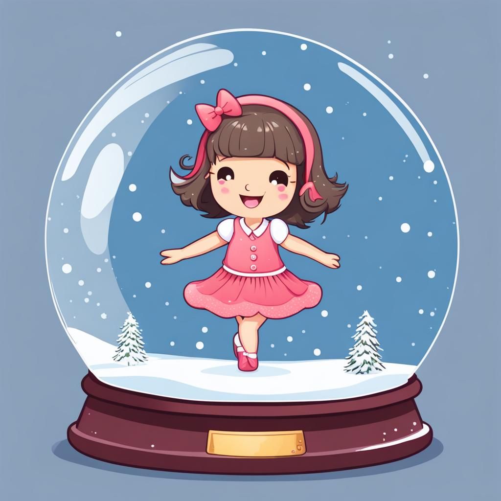 dancing cutie pie in a snow globe