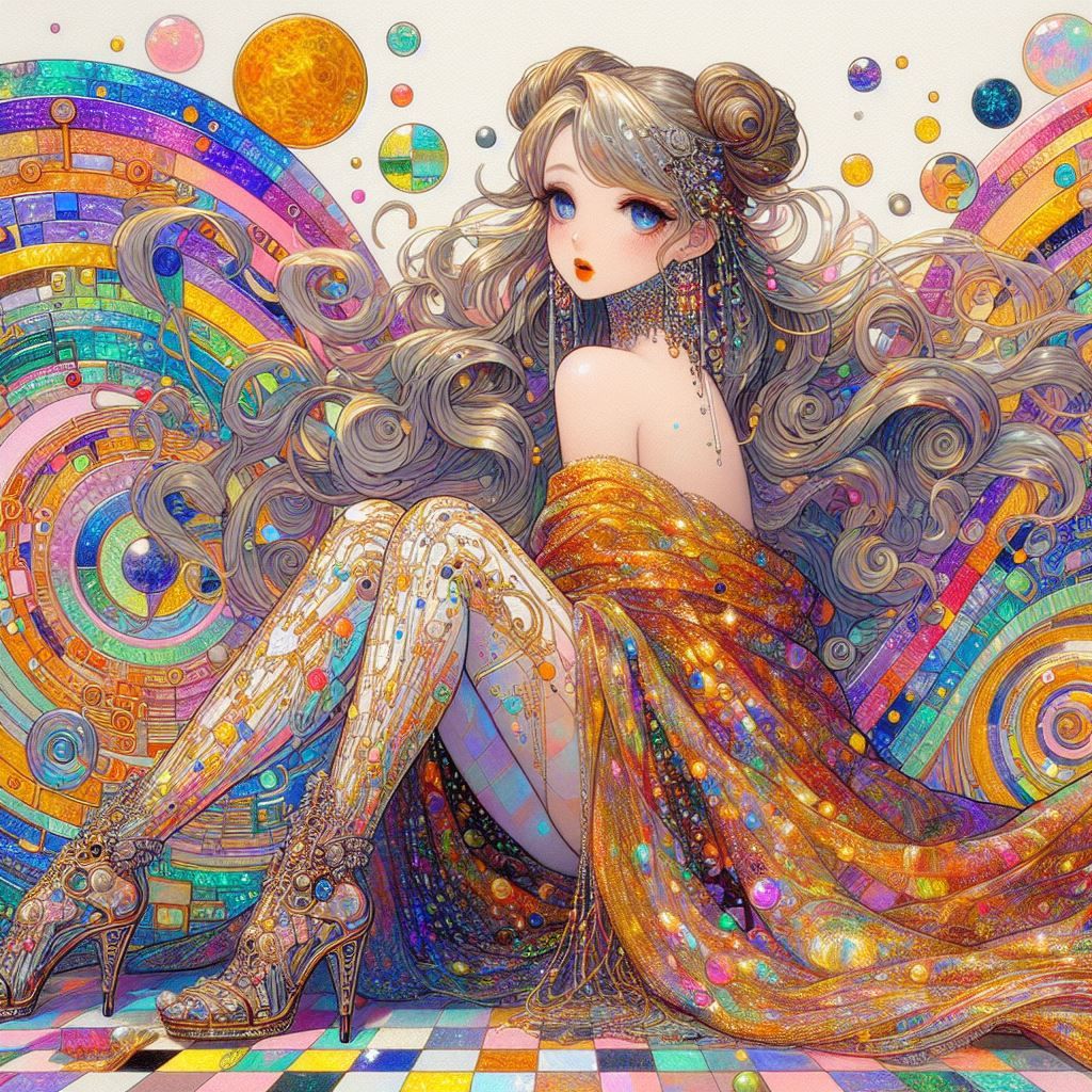 (gustav klimt style:2.5) (irish expressionism:2.5) cute girl...