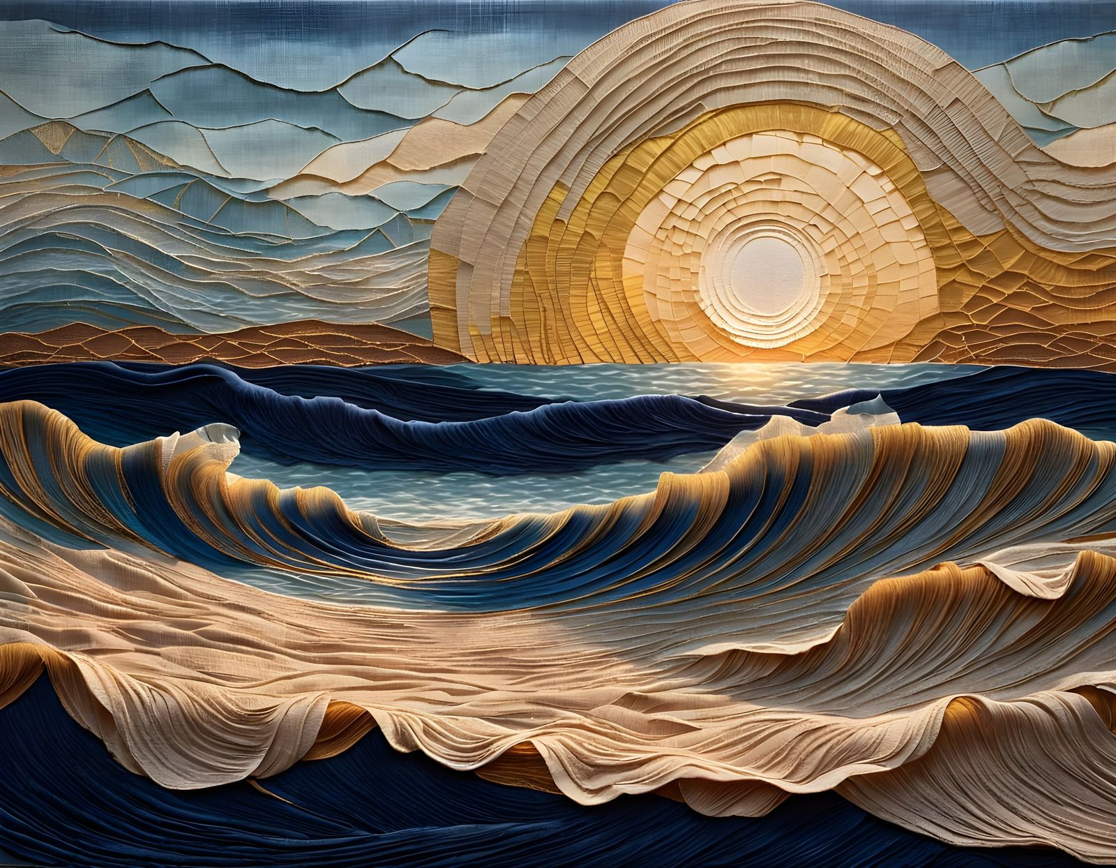 Beachscape Fabric Collage  by @ing