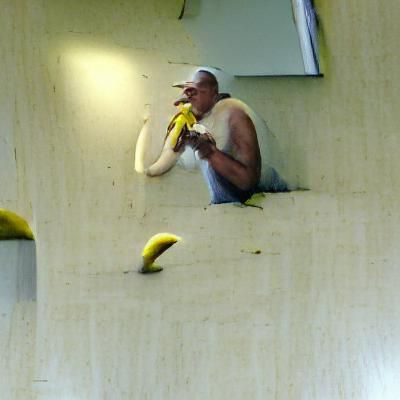 Man eating a banana