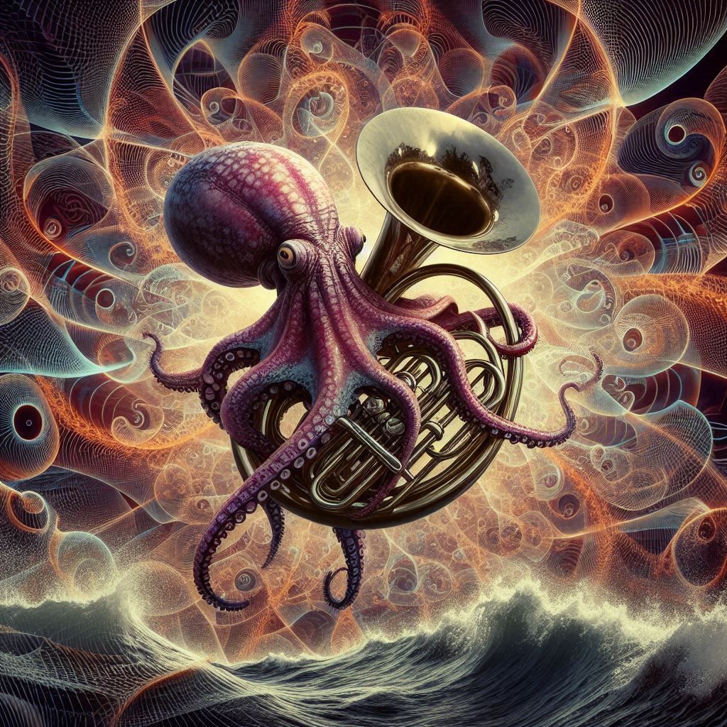 Octopus playing tuba