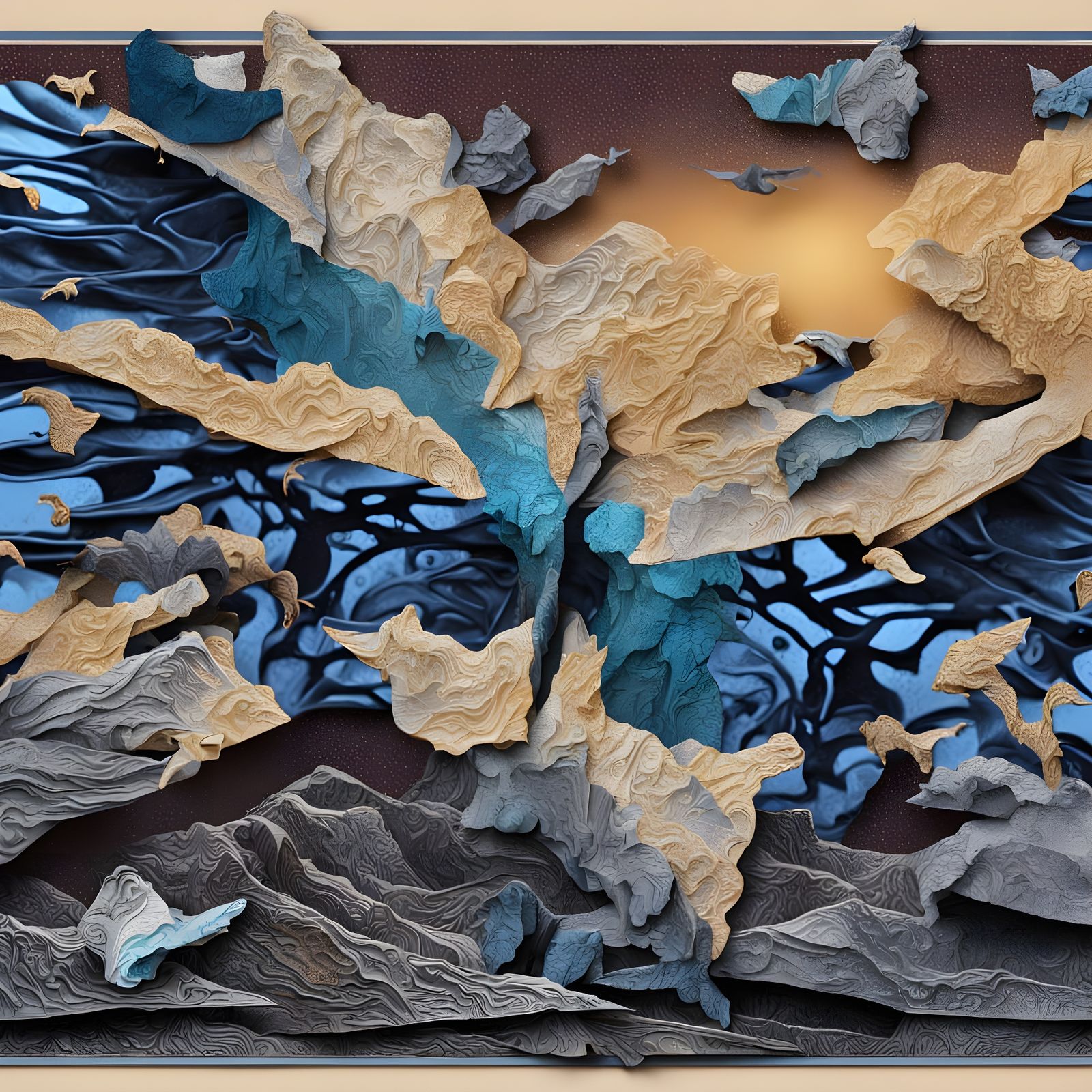 Hyperrealistic 3D Relief Scene with Intricate Details