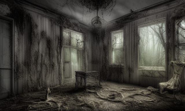 wraiths spirits ghosts in a spooky and haunted location, aba...