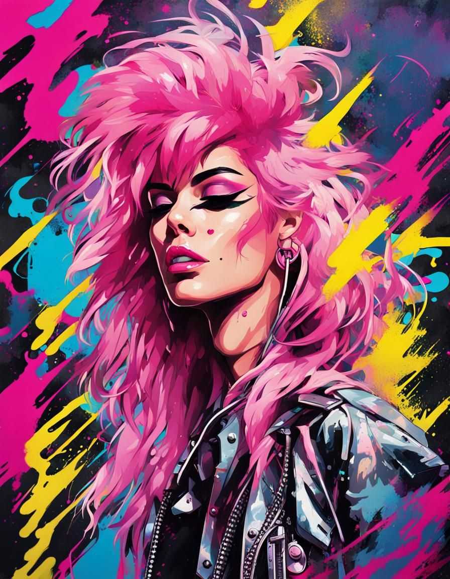 Jem and the Holograms as a modern synth rock band AI Generated