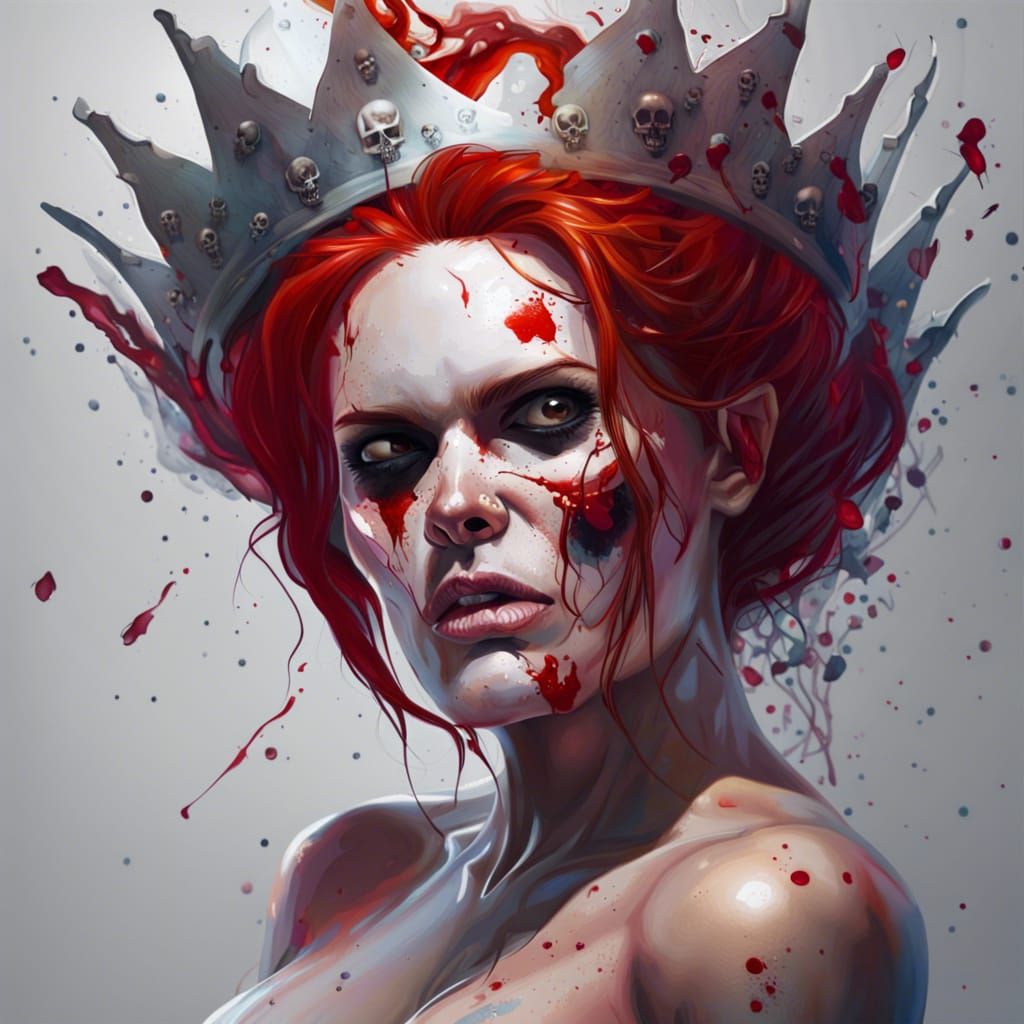 White underwear breast red hair skulls queen