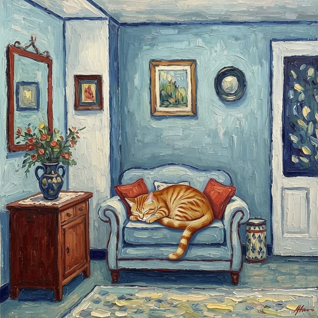 Fully tummy, warm and a soft chair to sleep in. What more does he need?