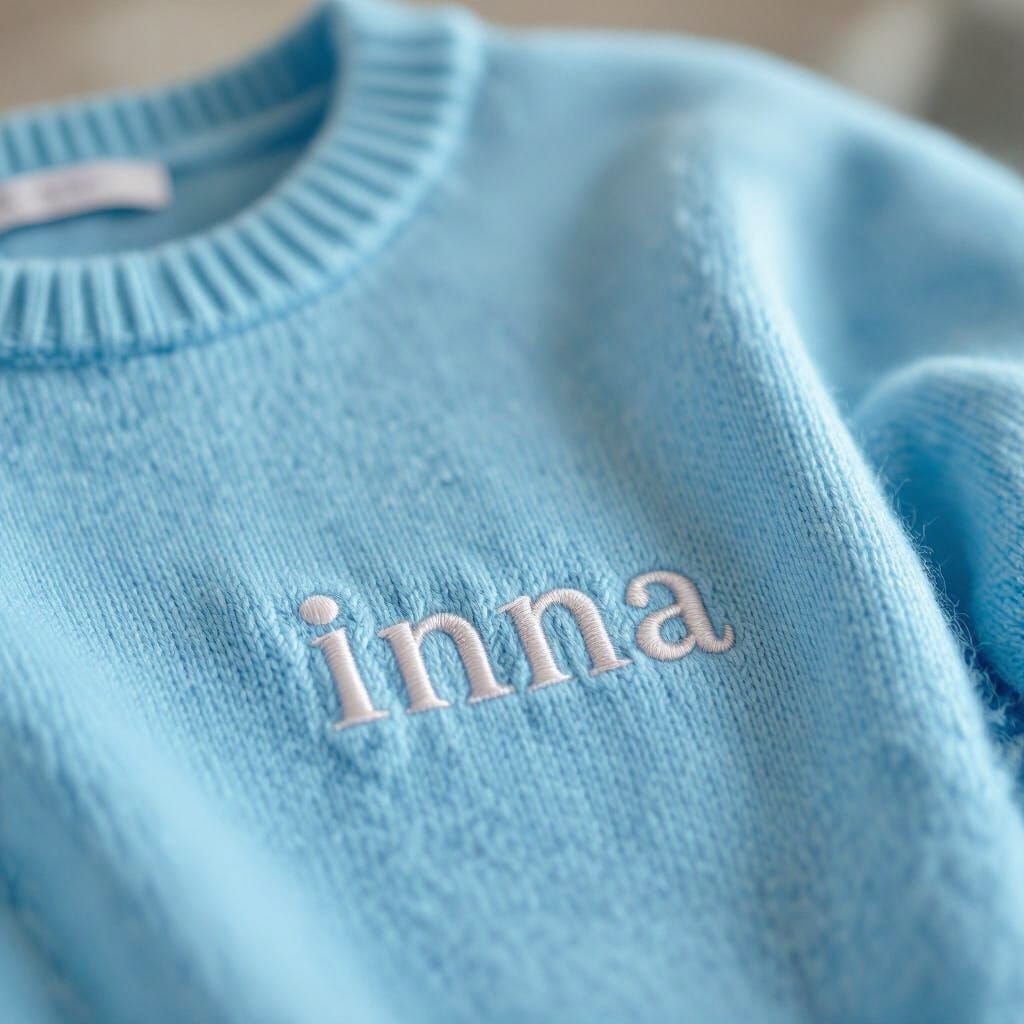 Minimalist Pastel Blue "Inna" Embroidered Cotton Sweater