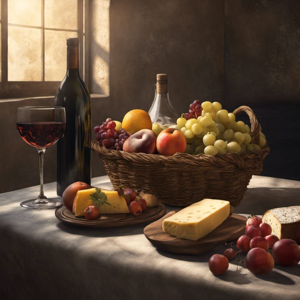  Fruit, wine and cheese   what more do you need?  by @Karamy