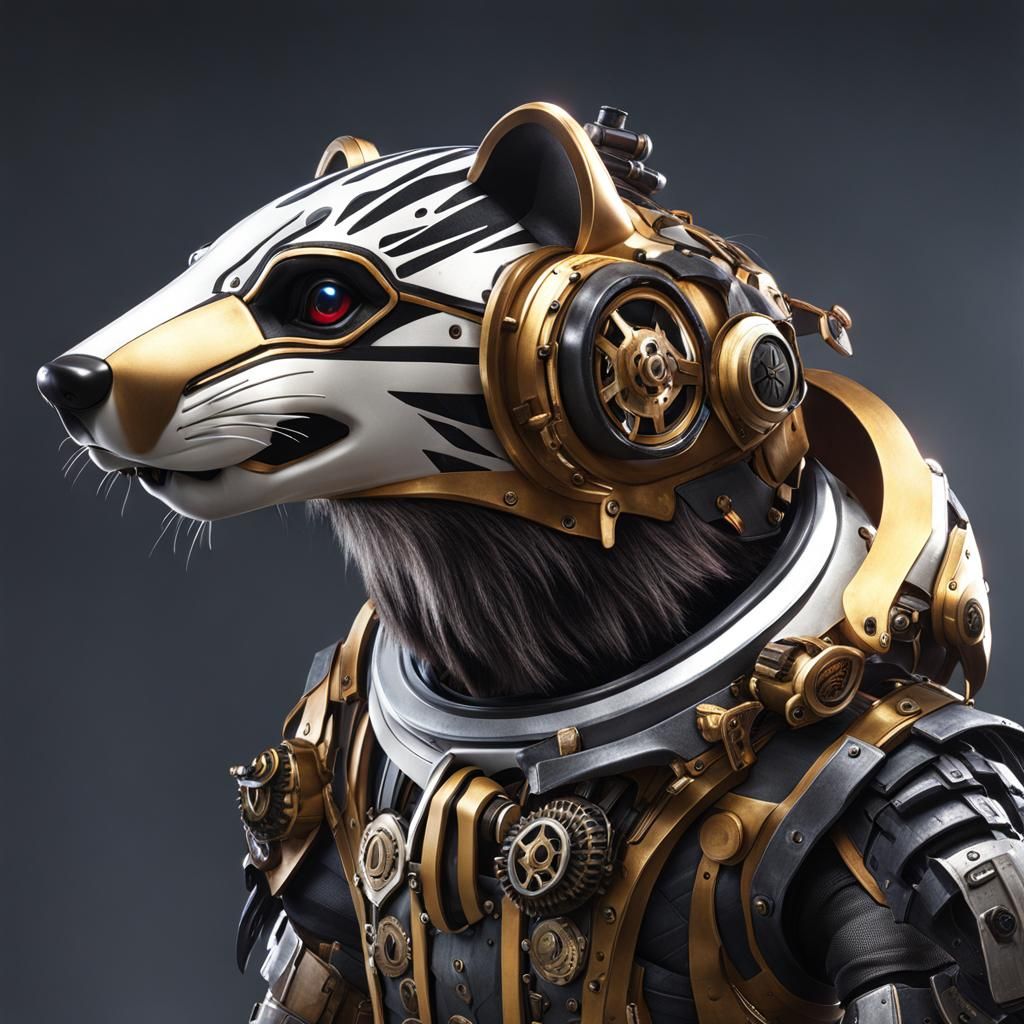 clockwork cyborg badger full body image