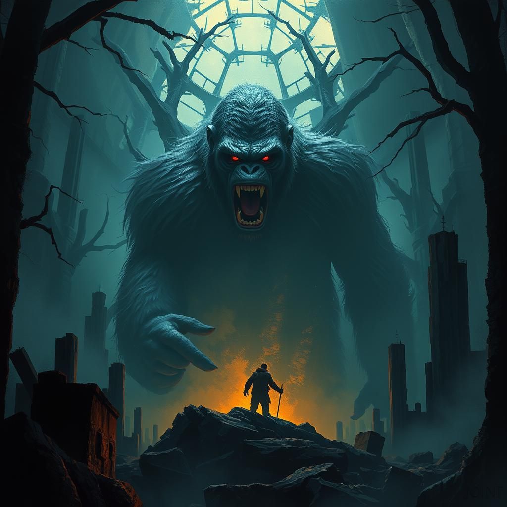 King Kong Horror in Dark Fantasy Style