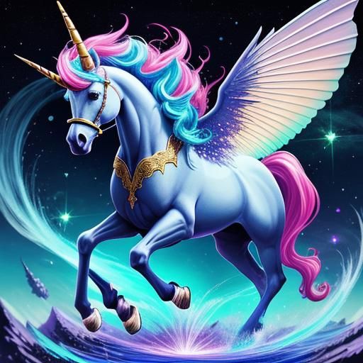 Fantasy, Fairy, one horned Unicorn, Anime, sharp focus, colorful, vibrant, dynamic, high definition, intricate detail