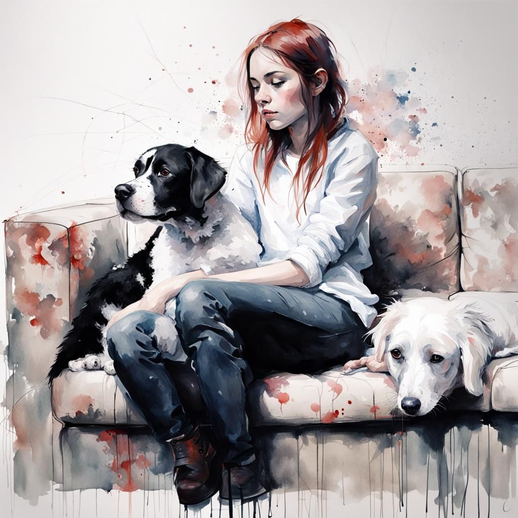 "Graceful Bonding: A Girl's Connection with Her Dog"  by @Mark_Loves_Coffee_