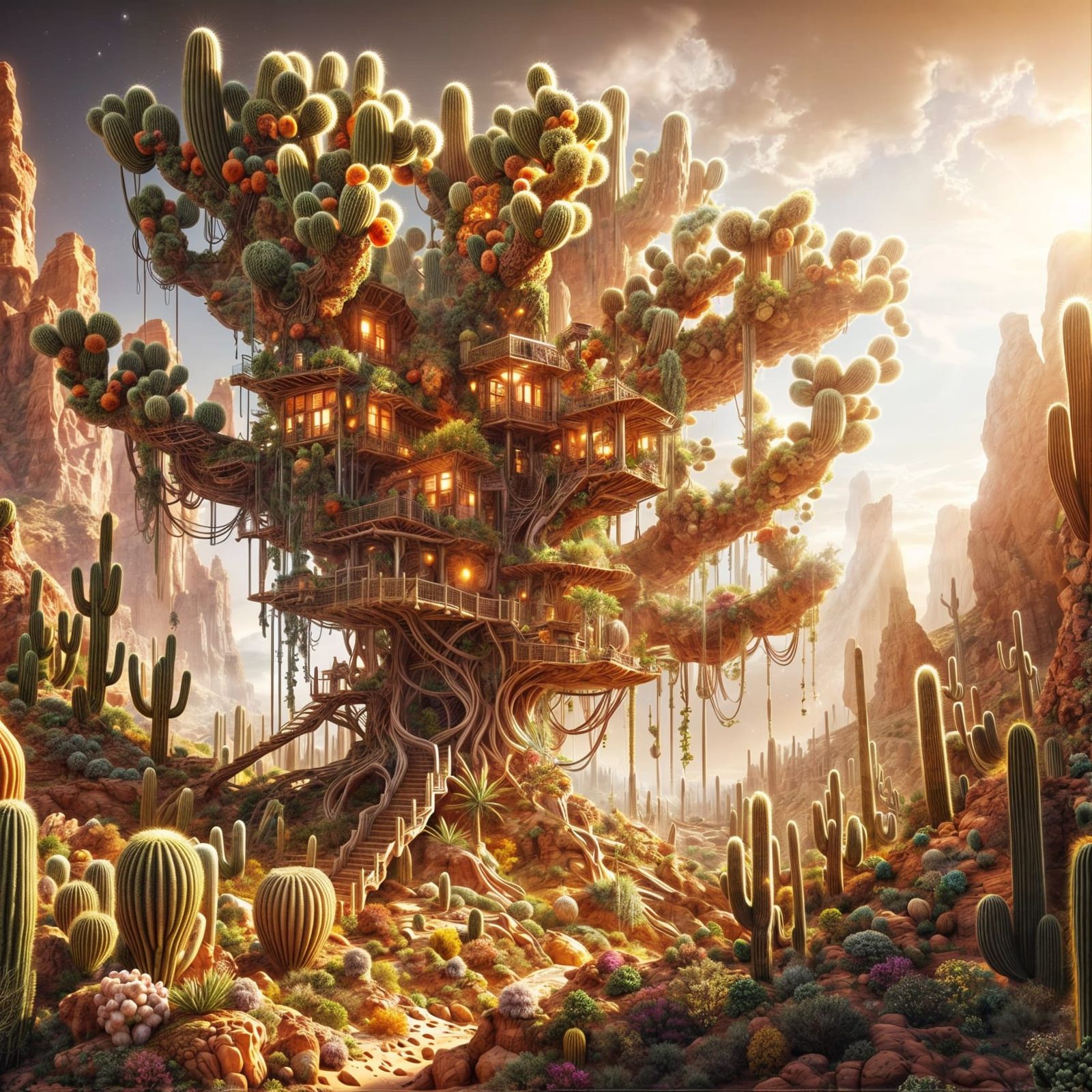 Treehouse made of from cactus