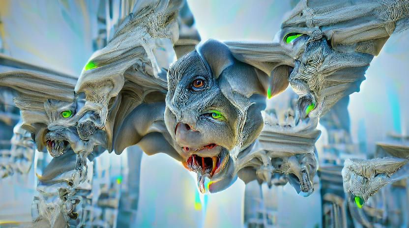 gargoyle nightmare 8k resolution CryEngine  ambient occlusion hyperrealism holographic HDR volumetric lighting VRay Unreal Engine trending on Artstation 8K 3D