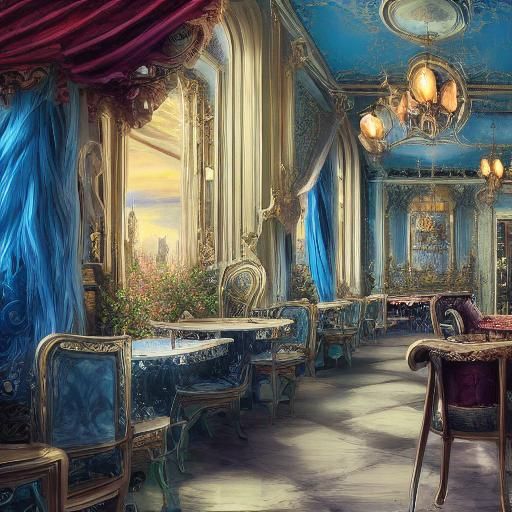 Royal cafe  detailed matte painting, deep color, fantastical...