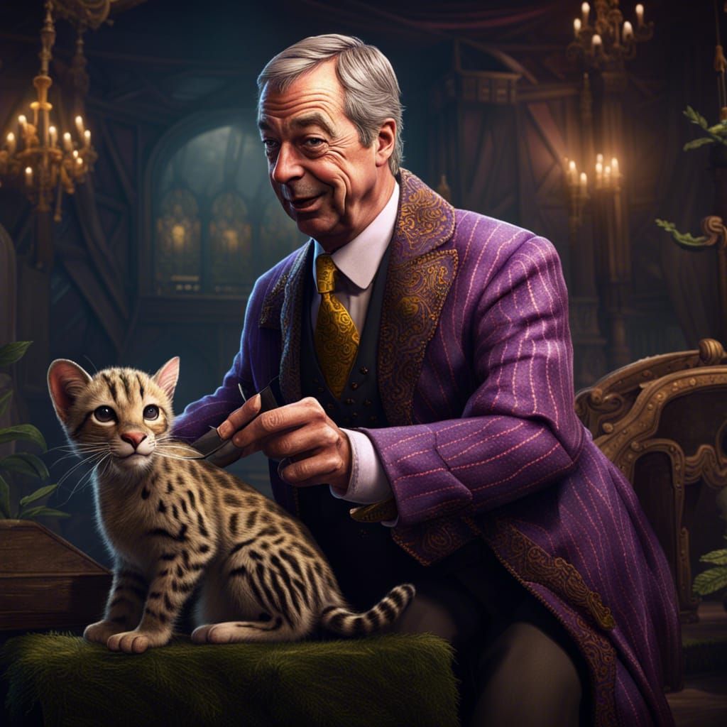 Nigel Farage performing a handy on an Ocelot
