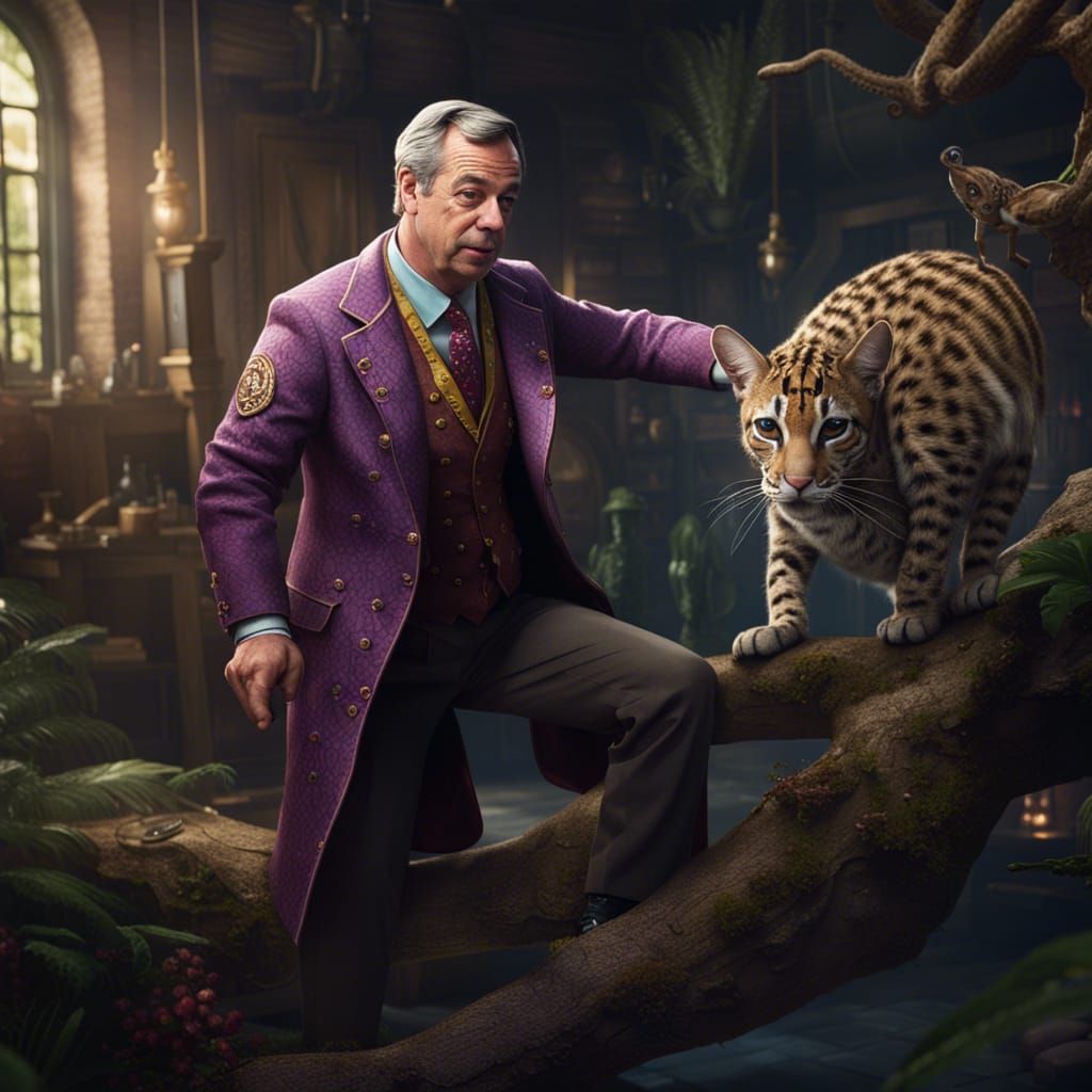Nigel Farage performing a handy on an Ocelot
