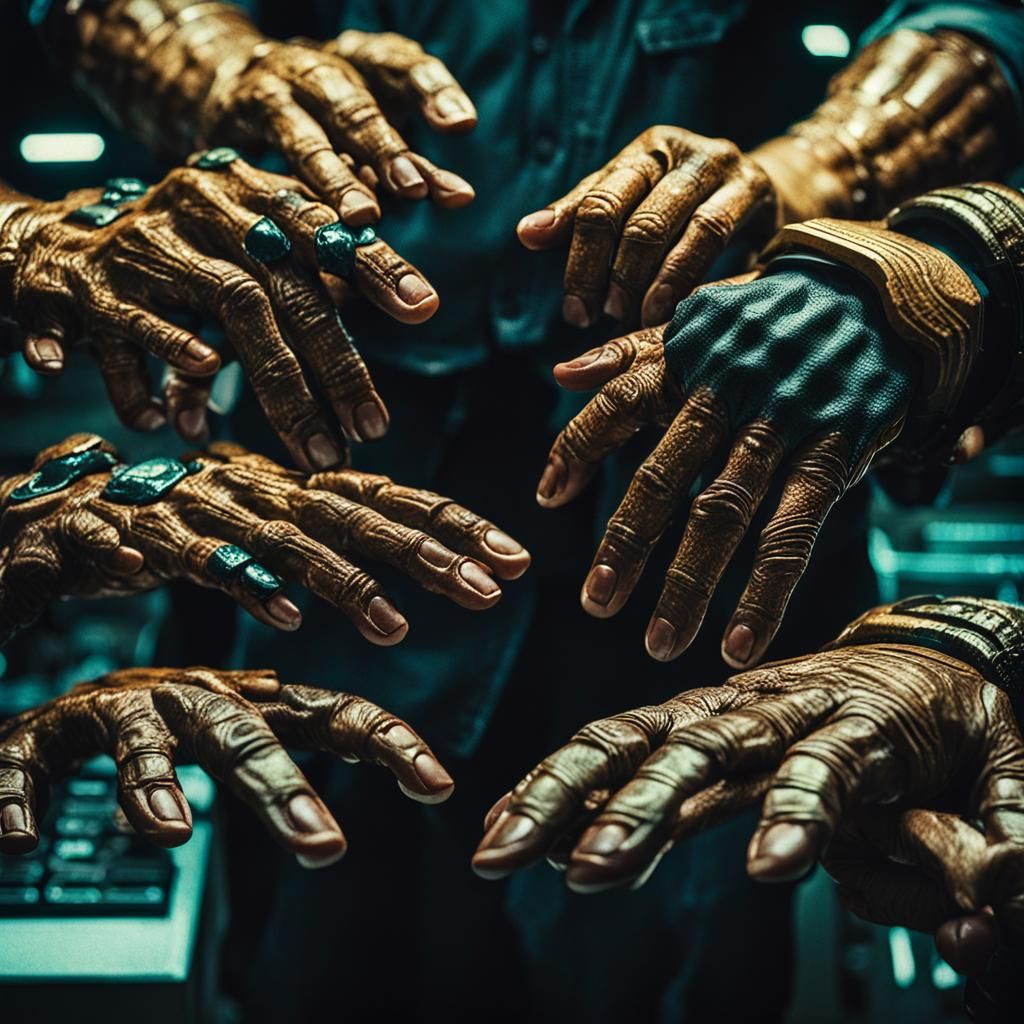 MANOS, the god of the free market, with his many hands of tr...