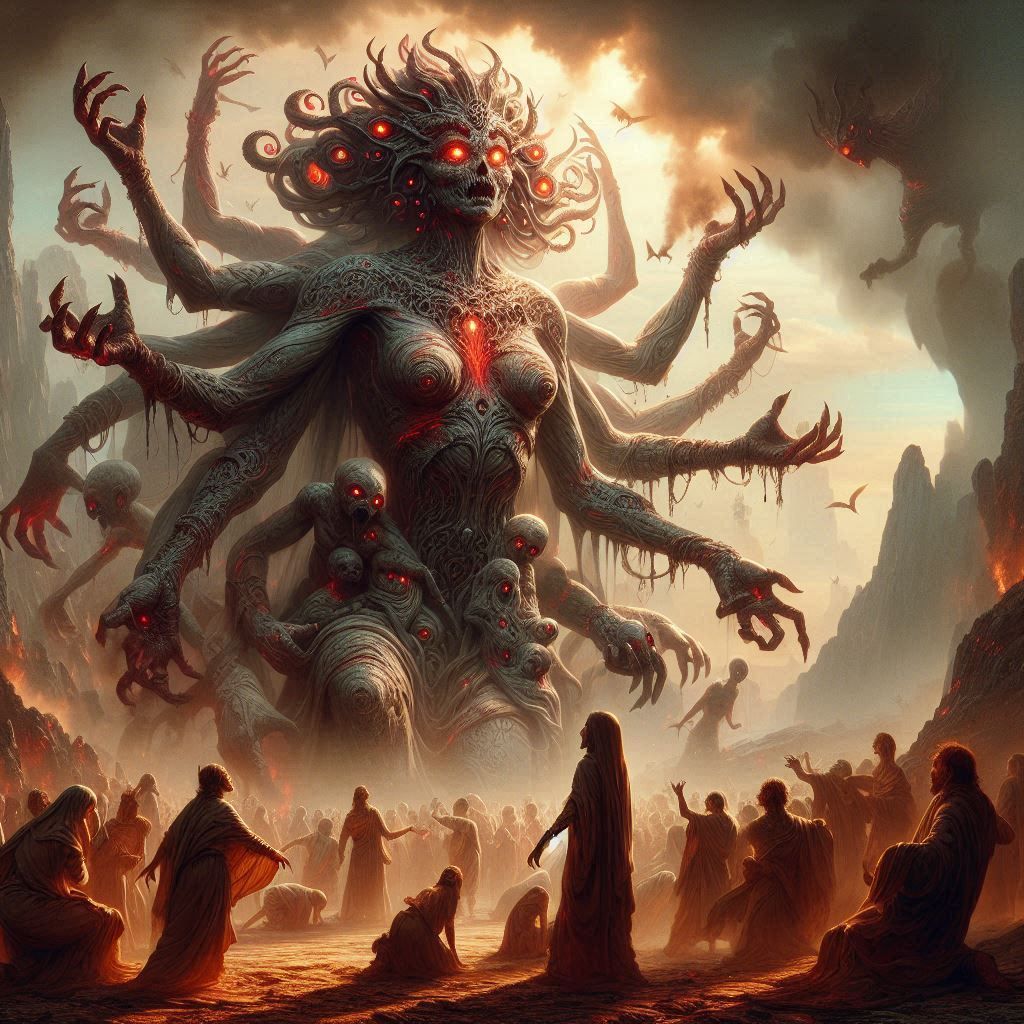 "Beauty! Terrible Beauty! A deathless Goddess-- so she strikes our eyes!โ