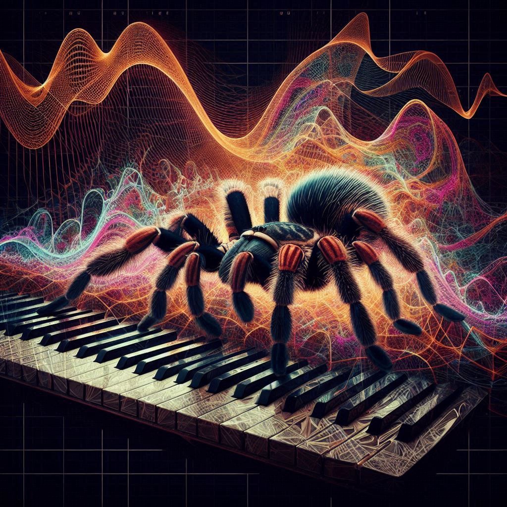 Tarantula playing keyboard