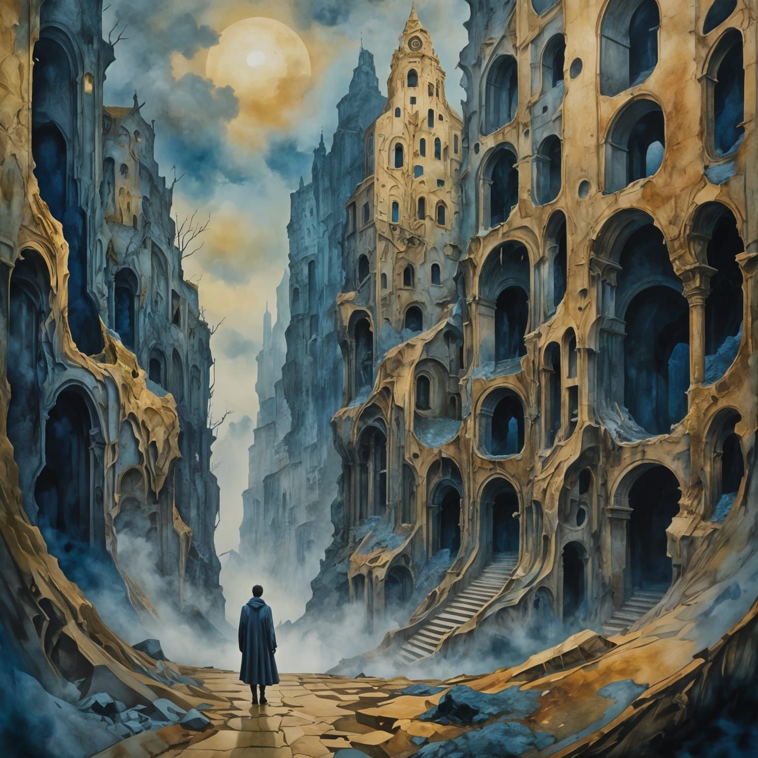 Ethereal Futurism: A Hallowed Descent into Surreal Landscape