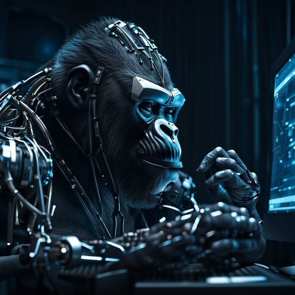 Cyborg Gorilla Hacker - AI Generated Artwork - NightCafe Creator