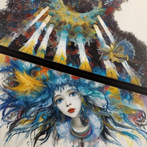 Abstract Fractal Burger: Expressionist Oil Painting