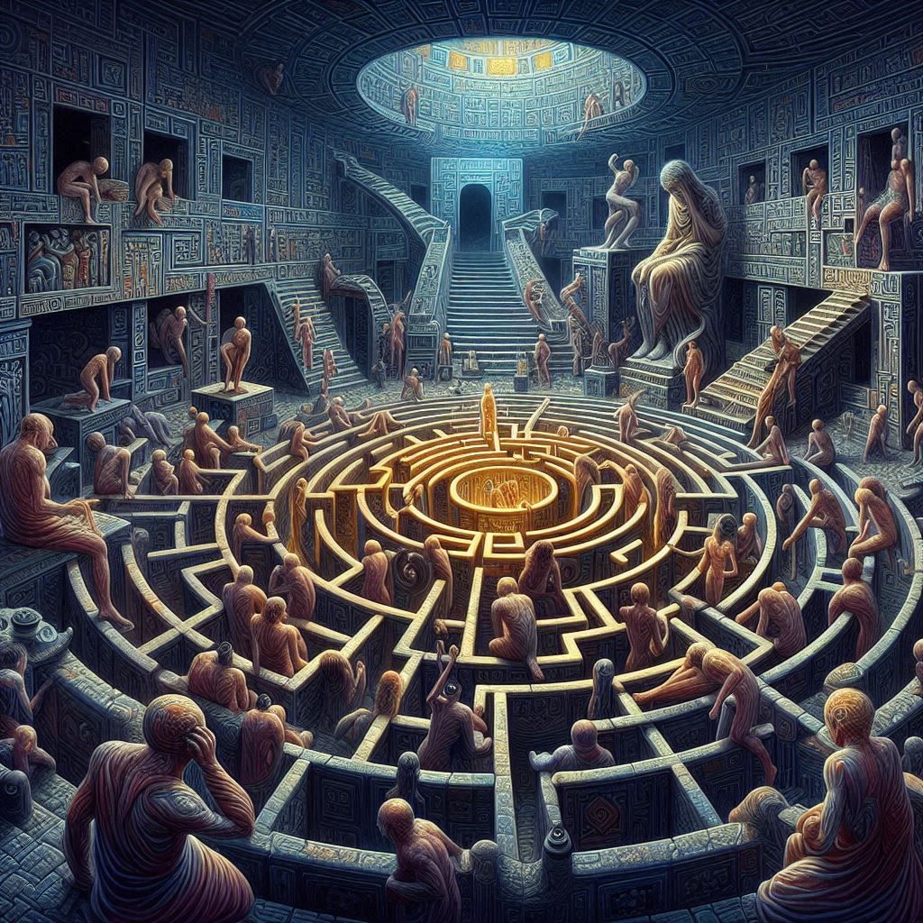 We flicker in the void, at the mercy of a code, trapped within the labyrinth, with no way to go home