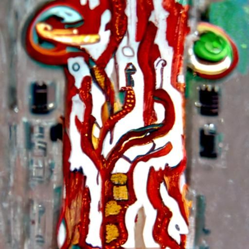 Circuit board bark on tree of snakes smoking
