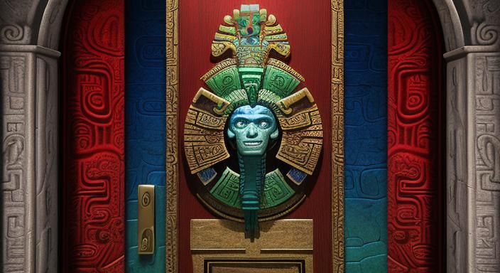 Realistic 3D feathered serpent (Quetzalcoatl) appears to eme...