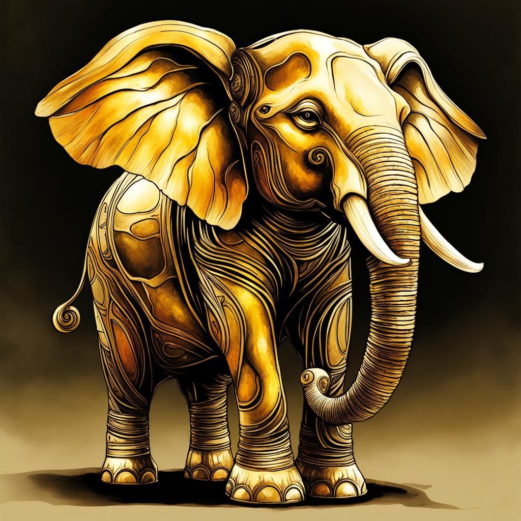 Golden elephant - AI Generated Artwork - NightCafe Creator