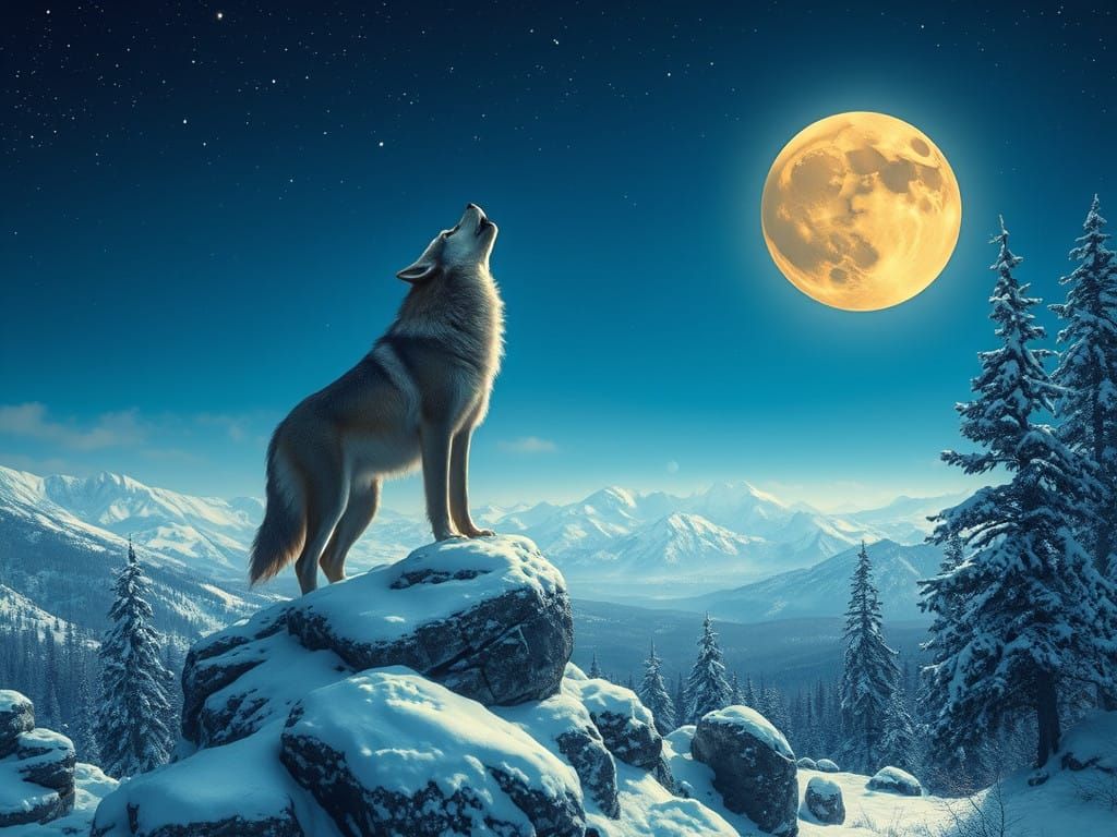 A wolf howling at the moon  by @DaveyJ