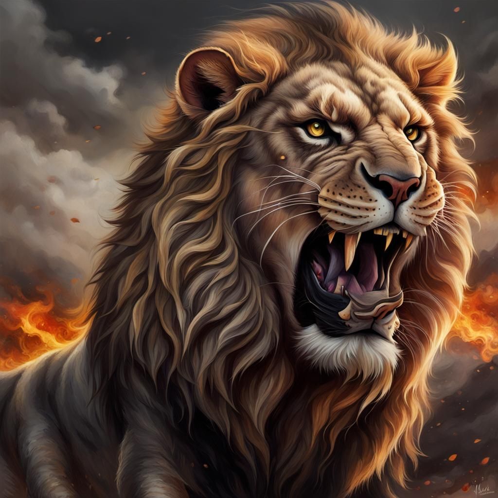 Fierce lion