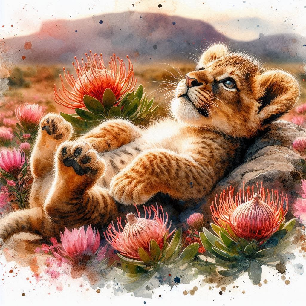 Lion cub and the Proteas (2)
