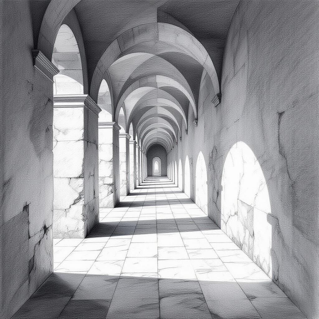 Rule of thirds study of perspective pencil and gray scale