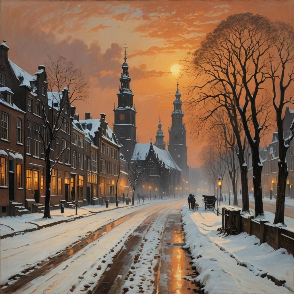Old church Amsterdam in wintertimes